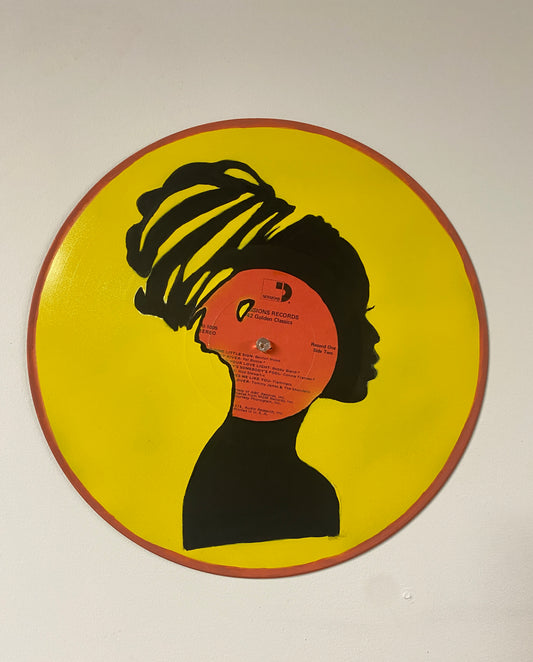 Silhouette of a Woman’s Head painting Vinyl Record