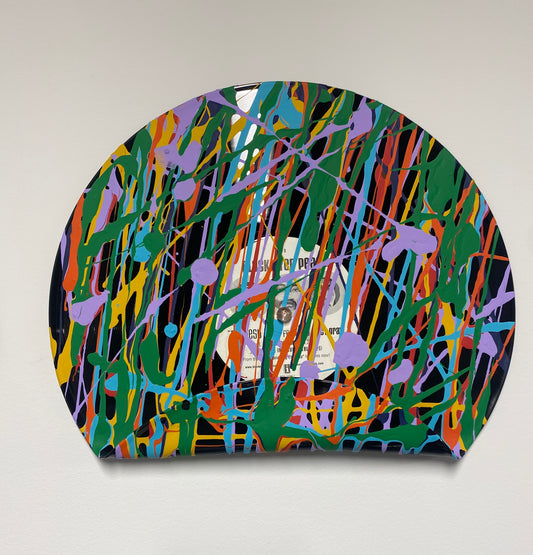 Colorful Paint Drizzle Vinyl Record Shelf