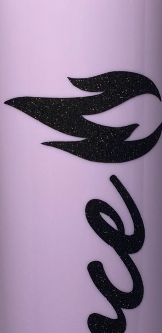 "Fierce" 18 oz water bottle, black glitter vinyl