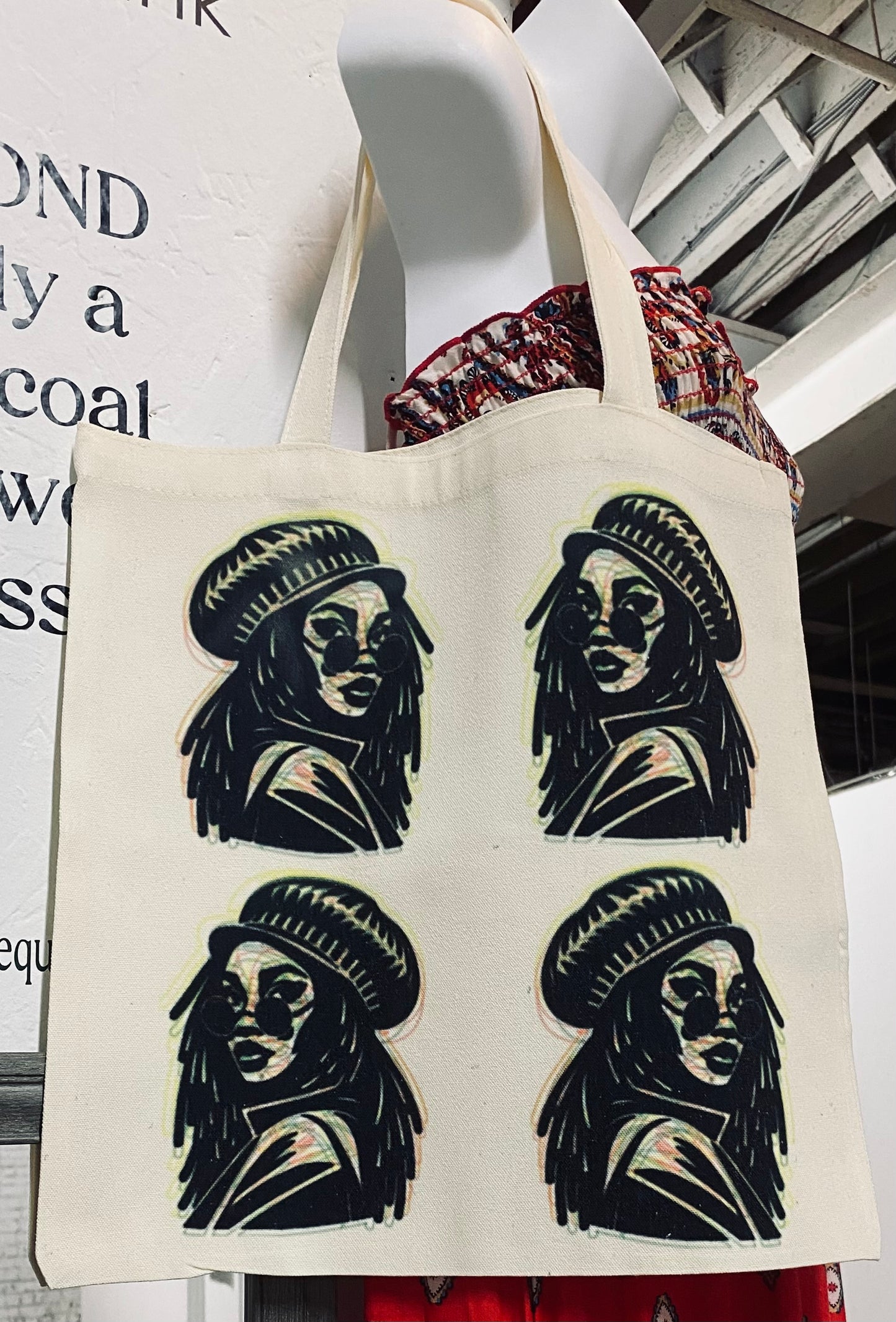 Girl with Loc canvas tote bag