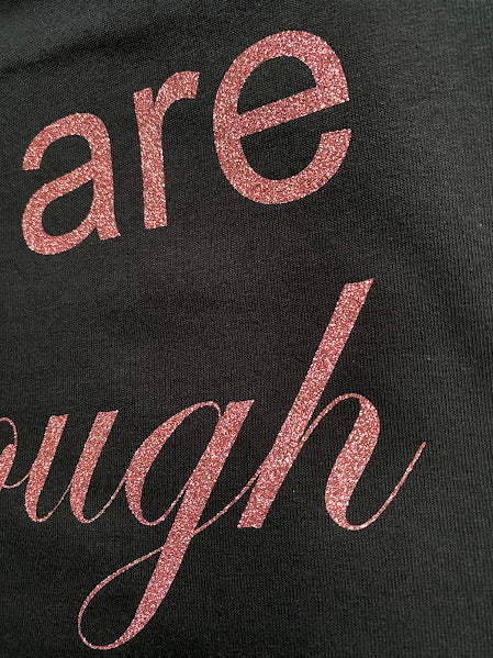 "You are enough" Gildan with glitter rose gold short sleeve t-shirt in adult 2XL